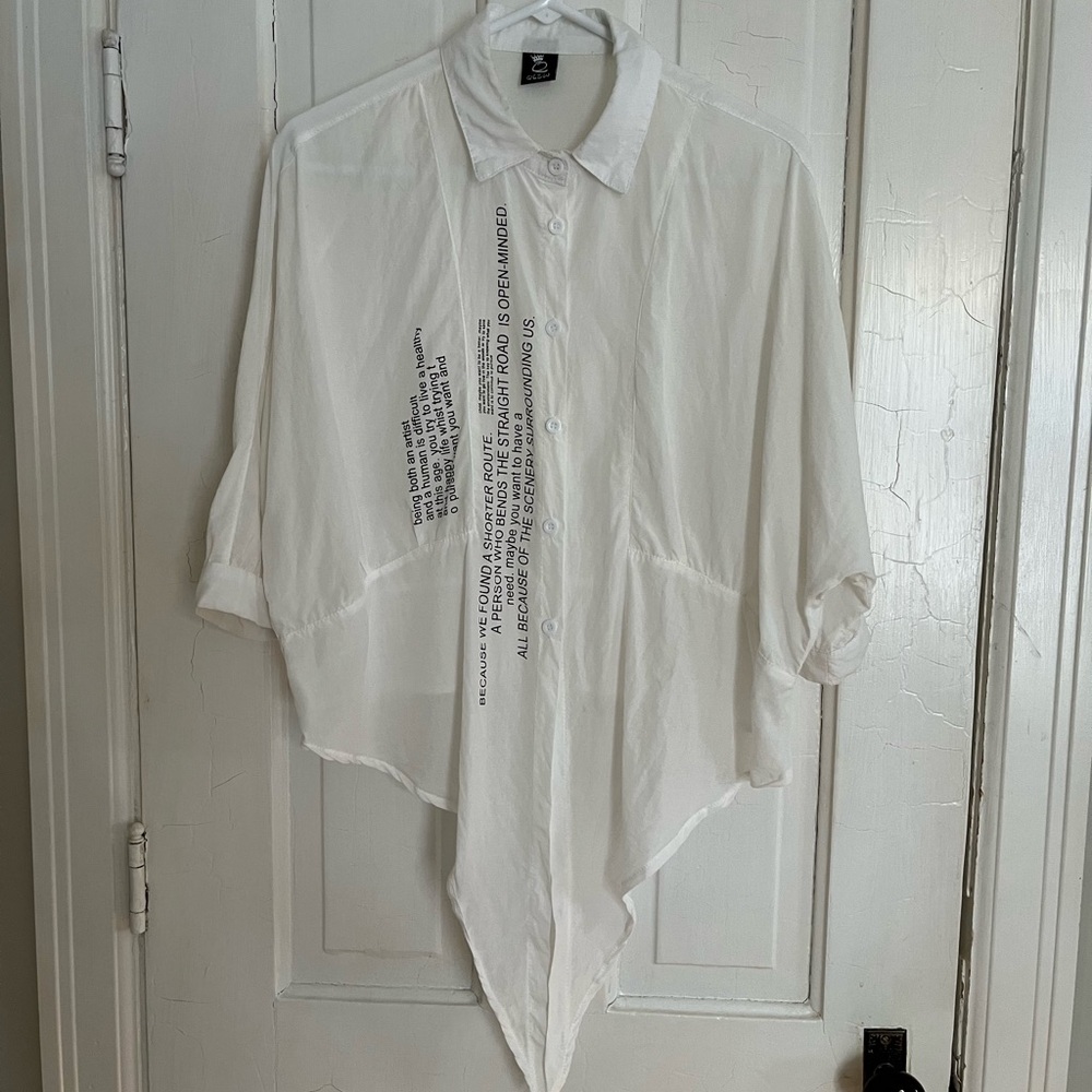 White Front Tie Button-Up Shirt